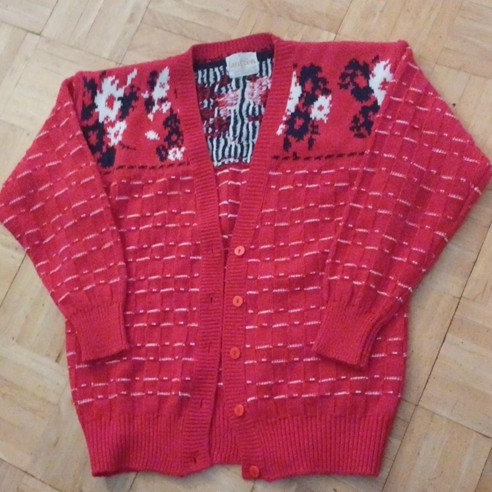 Vintage Jantzen sweater women's size medium red, black and white